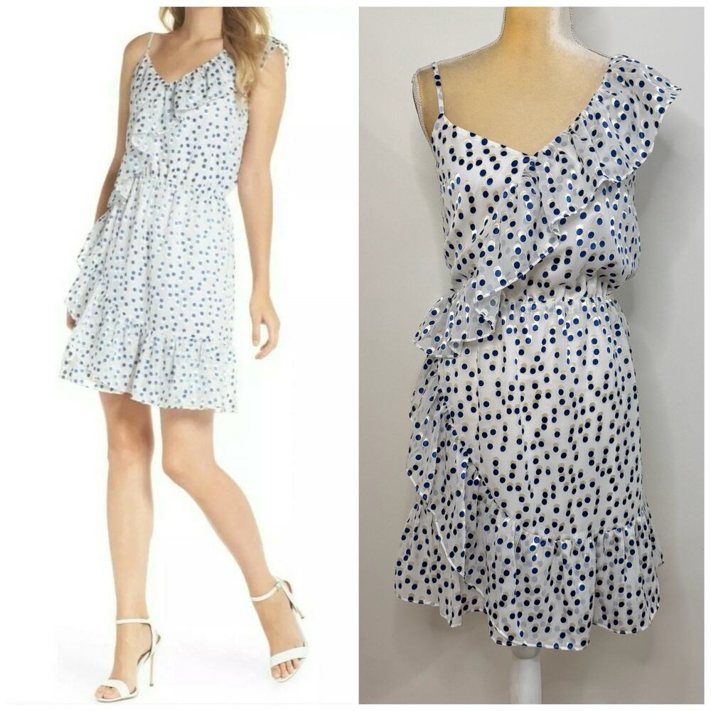 Lilly Pulitzer Madelina Ruffle Polka Dot Mini Dress Size XS Bennet Blue White